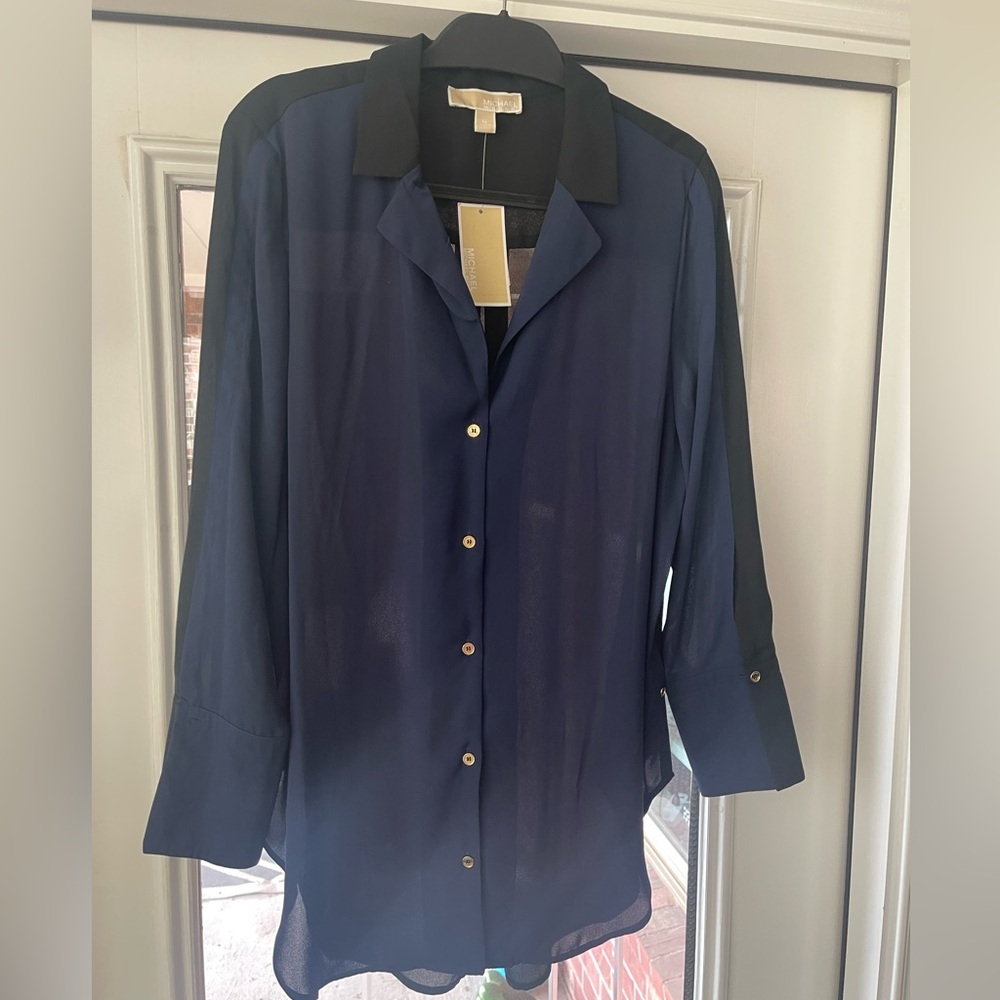 Michael Kors Navy & Black Tunic with Gold Accents